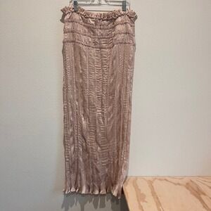 Philosophy Republic Clothing Champagne Pink Pleated Smocked Maxi Skirt Large